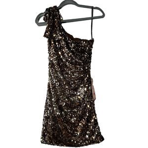 Gold Sequins Mini Dress Size‎ 3 Juniors Homecoming Party Prom mermaidcore Fairy